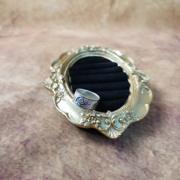 Vintage中古925银浮雕戒指13号