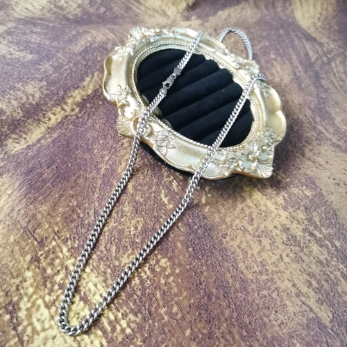 Vintage中古欧洲回流925银细平链项链50cm