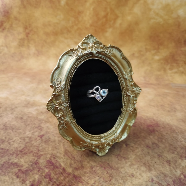 Vintage中古925银镶嵌托帕石戒指19号