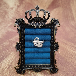 Vintage中古欧洲回流925银镂空爱心戒指13号