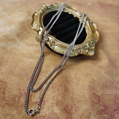 Vintage中古835老银素银洗平链毛衣链项链80cm