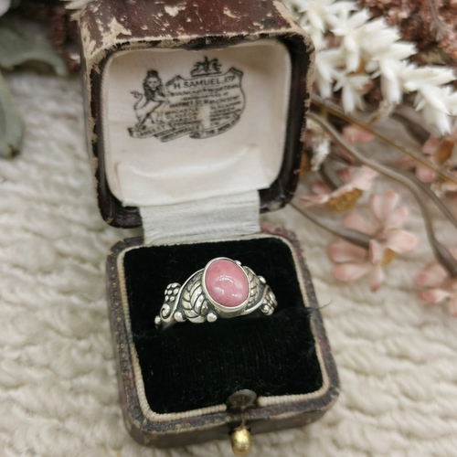 Vintage中古欧洲回流925银蔷薇辉石戒指15号