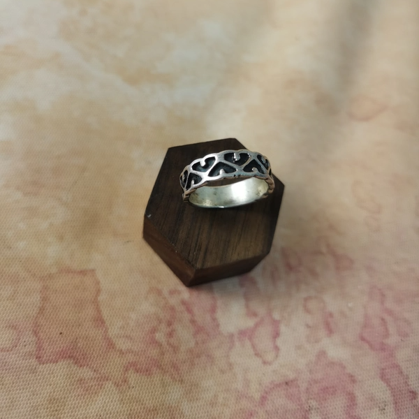 Vintage中古925银半镂空雕刻设计款戒指品牌
