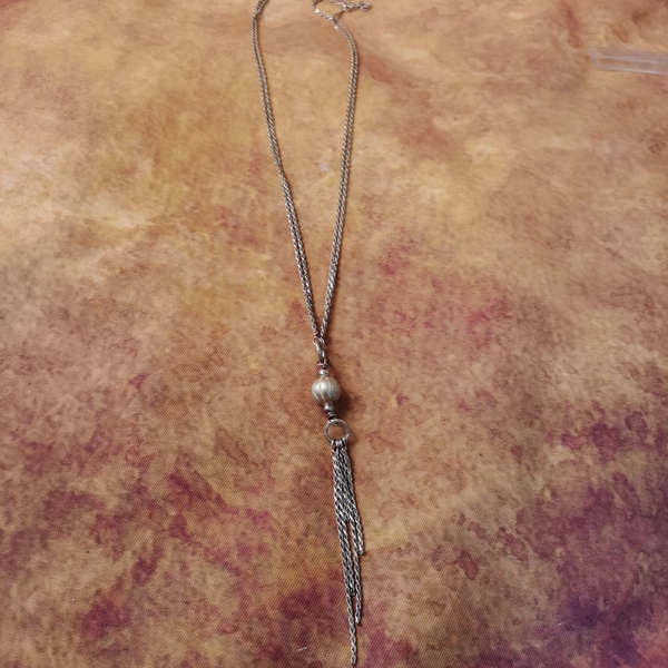 Vintage中古925银流苏项链意大利大全标45cm