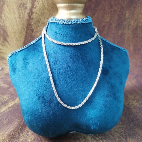 Vintage中古欧洲回流925银爆闪公主链项链50cm