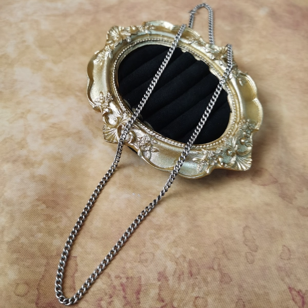 Vintage中古欧洲回流925银洗平项链大全标51cm