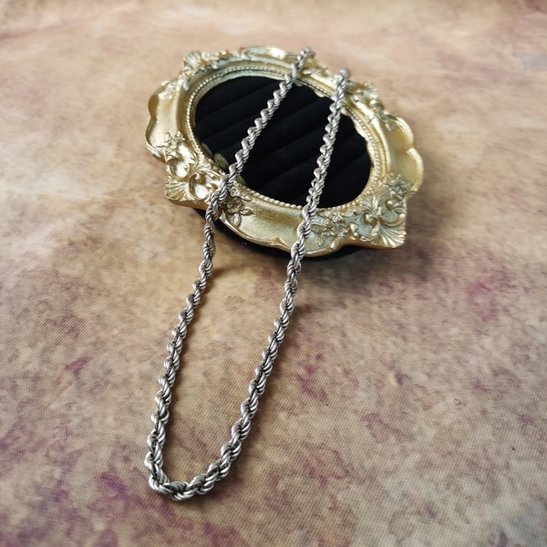 Vintage中古925银麻花链项链意大利大全标46cm