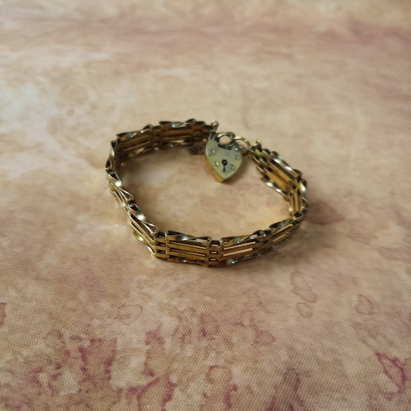 Vintage中古欧洲回流925银鎏金手链大全标20cm