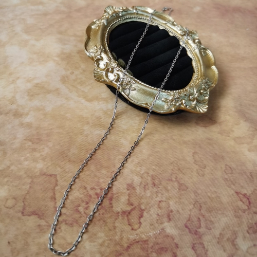 Vintage中古欧洲回流925银方O字链项链55cm