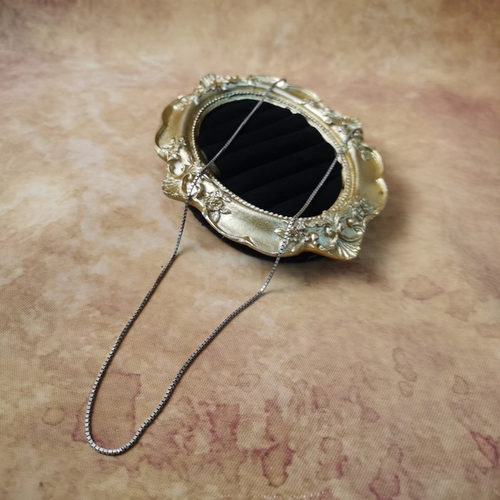 Vintage中古欧洲回流835老银盒子链项链50cm