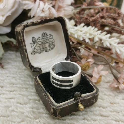 Vintage中古欧洲回流925银宽版戒指15号