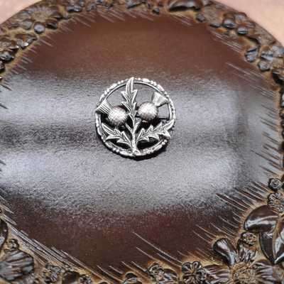 Vintage中古欧洲回流sterling老银苏格兰蓟花胸针