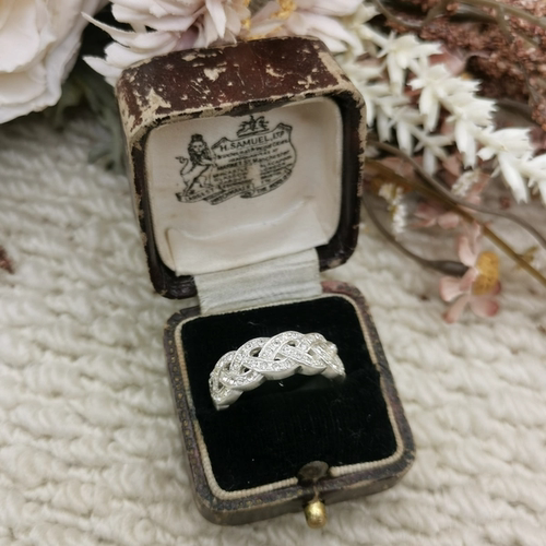 Vintage中古欧洲回流925银编织戒指17号