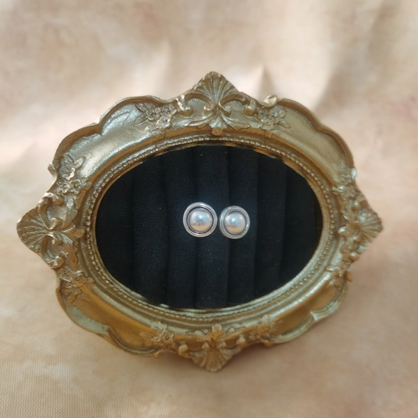 Vintage中古925银素银耳钉