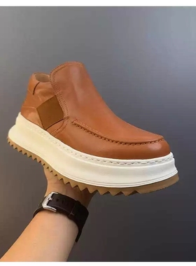 帕达索男鞋英伦切尔西靴男秋冬款休闲真皮马丁靴男复古短靴241206