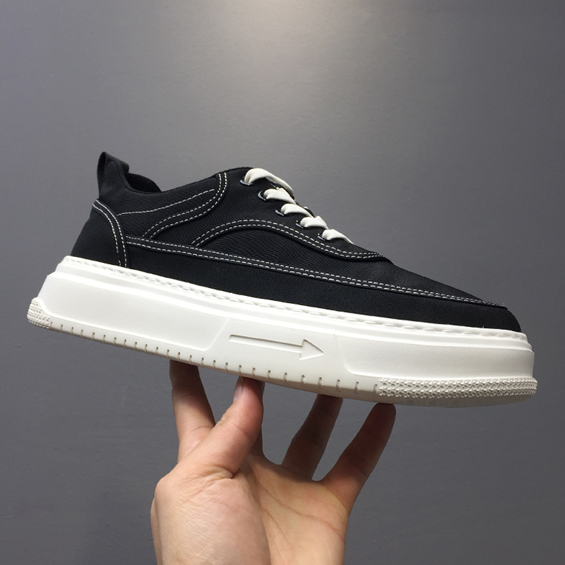 帕达索2024春夏新款日系休闲鞋厚底轻软板鞋男款透气帆布鞋230351