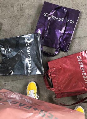 网红同款Places+Faces透明PVC单肩斜跨包P+F托特包手提袋男女同款