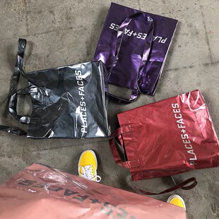 网红同款Places+Faces透明PVC单肩斜跨包P+F托特包手提袋男女同款