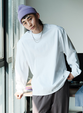 PrintsCrew索罗娜310克长袖T恤肩膀拼接宽松休闲潮流纯色基础上衣