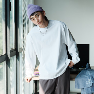 PrintsCrew索罗娜310克长袖T恤肩膀拼接宽松休闲潮流纯色基础上衣