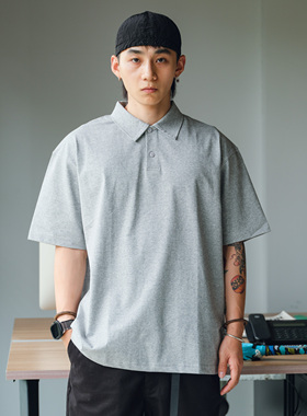 PrintsCrew 250克COOLMAX吸湿速干POLO衫翻领宽松纯色短袖T恤男士