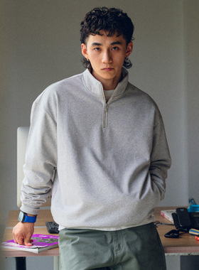 PrintsCrew 立领半拉链男秋冬男士宽松廓形卫衣春秋套头衫上衣潮