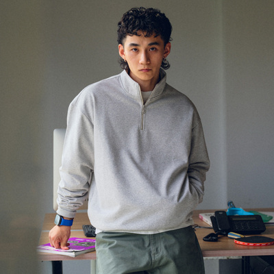 半拉链卫衣男宽松休闲套头衫上衣