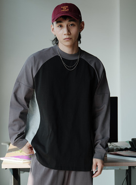 PrintsCrew重磅320克微高领长袖T恤套头纯棉休闲上衣运动宽松