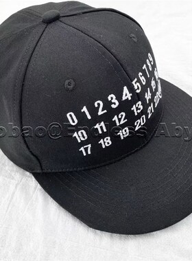 现货MMM风格 21ss数字联名刺绣Logo棒球帽情侣小众情侣平檐鸭舌帽