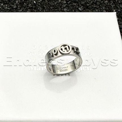 Endless Abyss22ss数字徽章磨砂戒指男女士925银印章个性小众指环