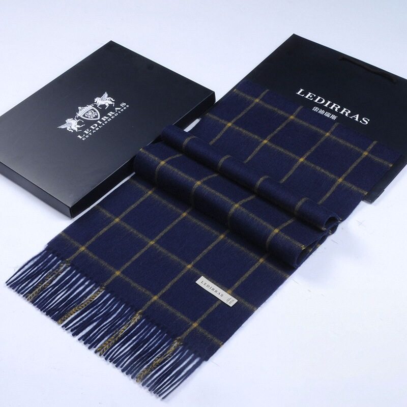 秋冬季男士围巾男生羊毛保暖韩版潮100%羊绒围脖学生礼盒生日礼物
