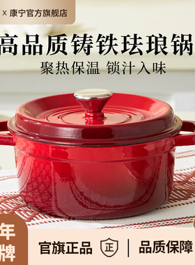 康宁visions赤焰珐琅锅铸铁锅家用明火炖锅砂锅煲汤锅不粘锅煮锅