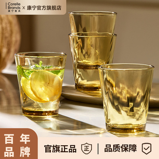 康宁visions玻璃水杯子家用加厚轻奢高级感高硼硅玻璃杯四件套装