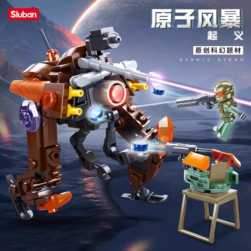 小鲁班原子风暴起义科幻折磨者机器人机甲积木益智力拼装模型玩具