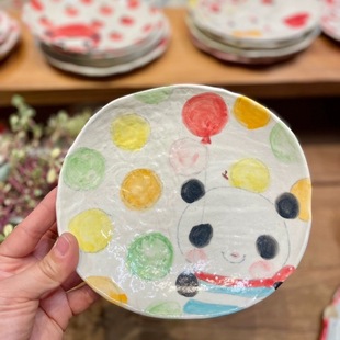 日本山口麻子手绘粉引碟子盘子餐盘西餐炒饭碟意大利面碟