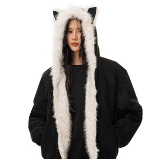 FDR GDES官方店 潮牌麂皮毛领座山雕外套男女秋冬季加厚棉衣棉服