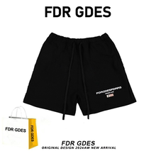 休闲裤 男女同款 子 FDR GDES旗帜排版 短裤 夏季 运动美式 情侣五分裤