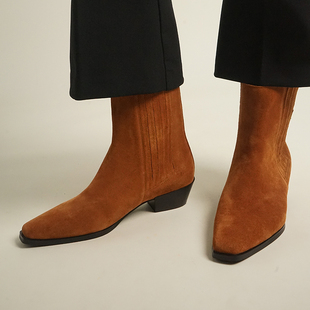 质感穿搭短靴切尔西靴子骑士靴女 复古西部牛仔靴 狂欢价