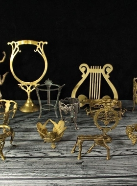 vintage复古董法式纯黄铜纸巾书架子欧式置物图画架拍摄摆件软装