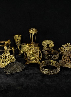 vintage复古纯黄铜欧式纸巾架摆件装饰法式花瓶架工艺品拍摄软装