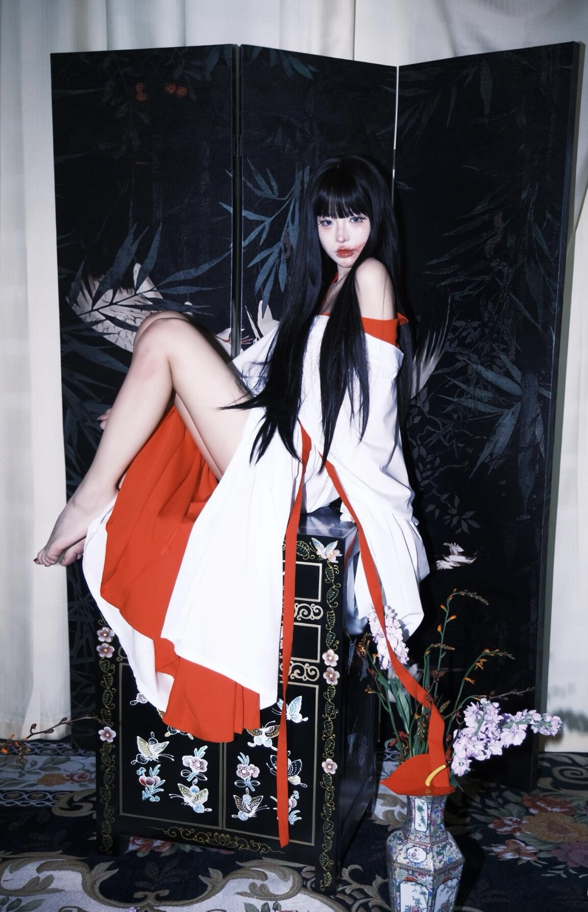 红白和服叠穿黑道千金中华吴服浴衣睡袍汉服古装打底日式百搭cos