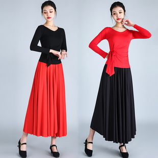 涪舞广场舞服装2024年新款大摆裙舞蹈服套装演出服中老年跳舞比赛