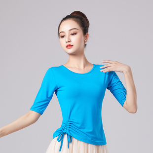 广场舞服装舞蹈服上衣中袖上衣表演服跳舞衣服中老年跳舞衣女