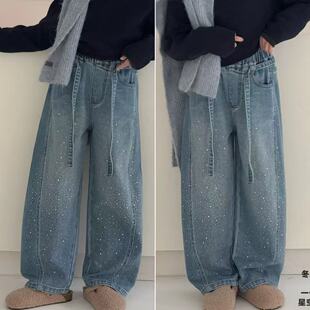 女童牛仔裤2026春季新款韩版女孩洋气直筒休闲裤中大童120-170码