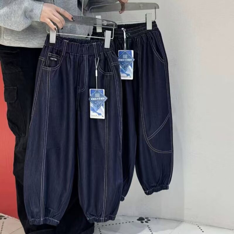 男童牛仔裤2026夏季新款男孩薄款宽松休闲长裤天丝牛仔防蚊裤大童