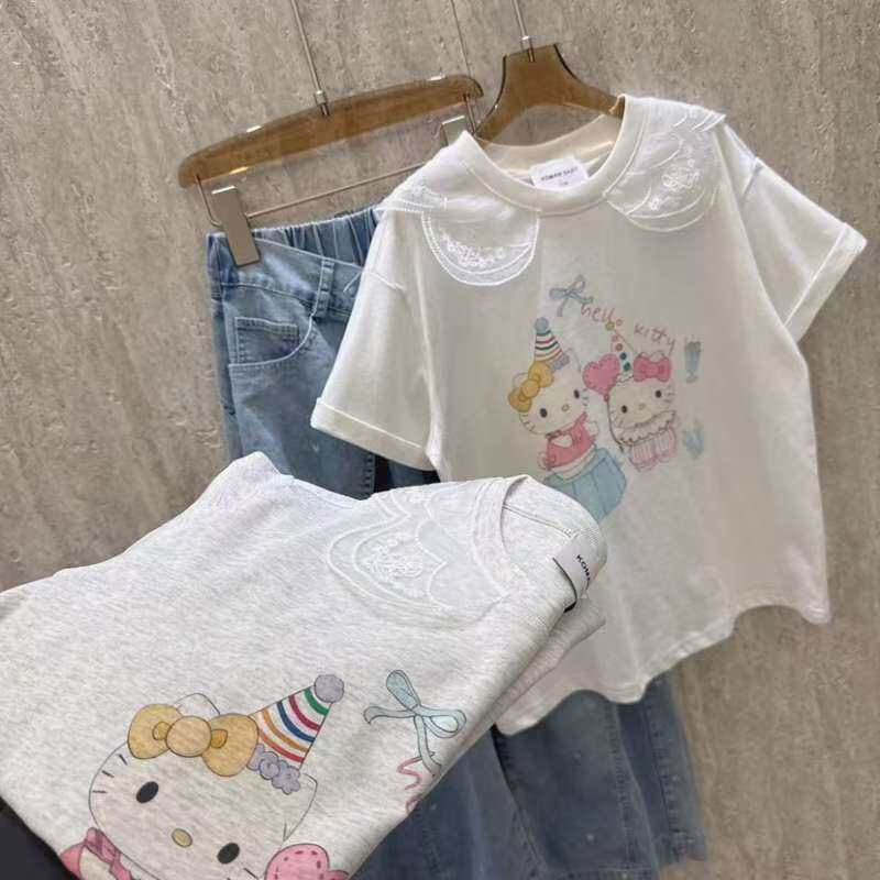 品牌女童短袖2026新款夏季女孩洋气半袖甜美圆领T恤上衣潮120-160