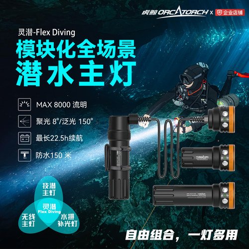 虎鲸灵潜技术潜水手电筒主灯摄影