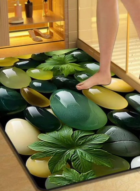 硅胶软藻泥入户进门防滑吸水红色门垫浴室卫生间厨房门口地垫脚垫