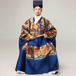 明制道袍汉服定制二品飞鱼纹赐服官服满地金中式婚礼主持人男婚服