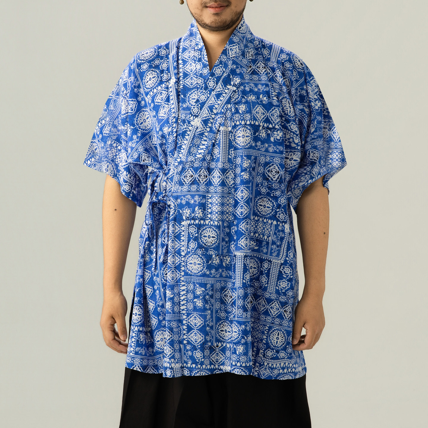 明制裋褐夏季薄款交领短袖汉服上衣男女人棉日常可穿超薄凉快蓝色
